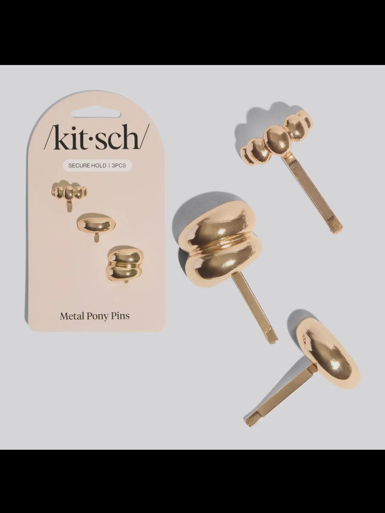 Kitsch Gold Metal Pony Pins 3 Pc Set