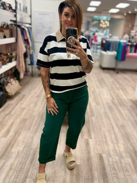 Hunter Haze Barrel Jeans in Hunter Green