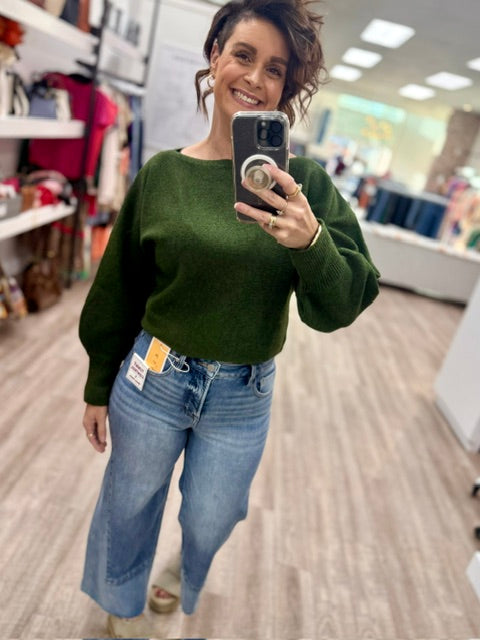 The Soft Statement Knit Sweater in Dark Olive