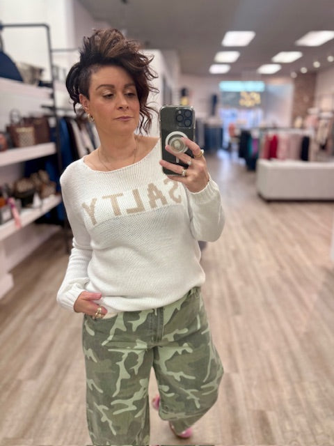 Coastal Salty Pullover in Ivory Khaki