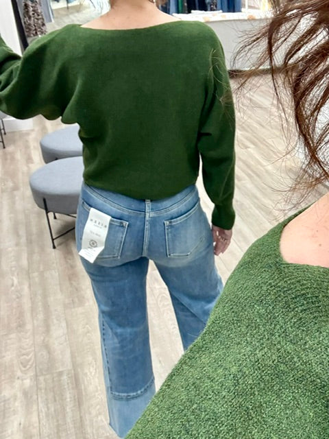 Risen Tummy Control Easy Edge Wide Leg Jeans