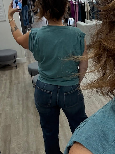 Ruched Shirt in Blue Lagoon