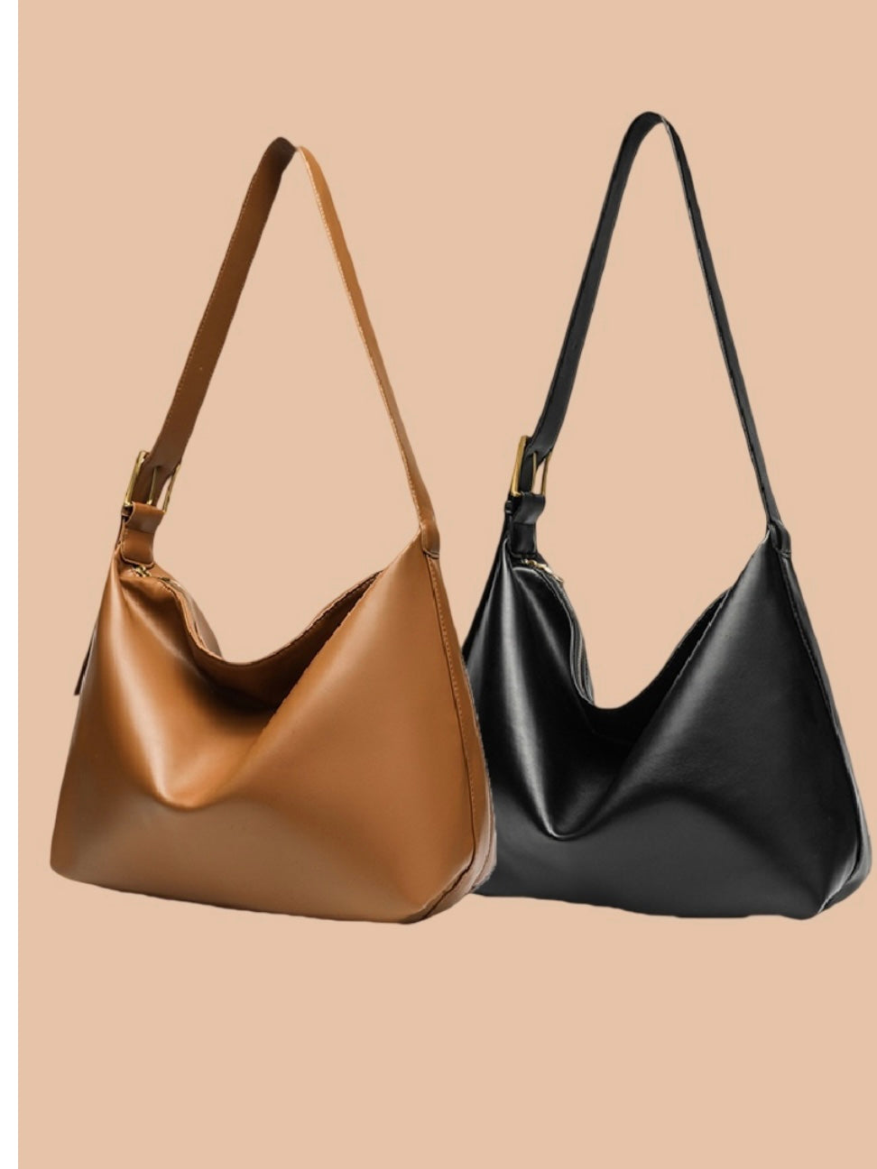 Boston Shoulder Tote in Black and Camel