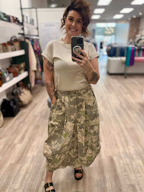 Country Camo Balloon Skirt Khaki Grey