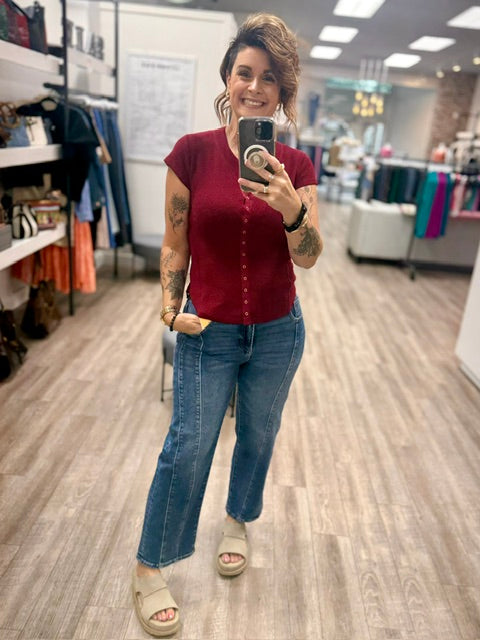The Staple Snap Tee in Cabernet