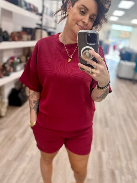 Tee and Short Set in Cabernet