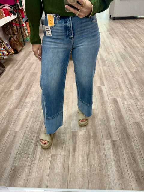 Risen Tummy Control Easy Edge Wide Leg Jeans
