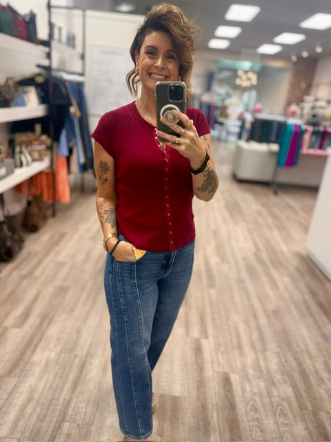 The Staple Snap Tee in Cabernet