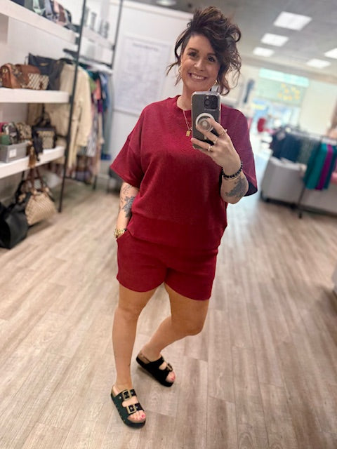 Tee and Short Set in Cabernet