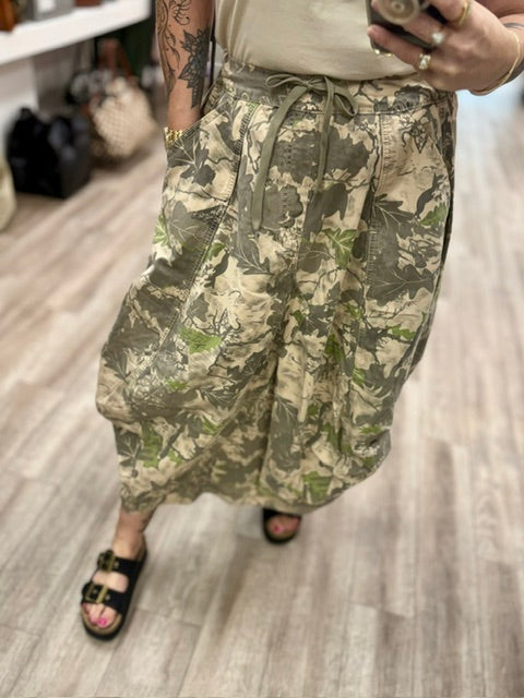 Country Camo Balloon Skirt Khaki Grey