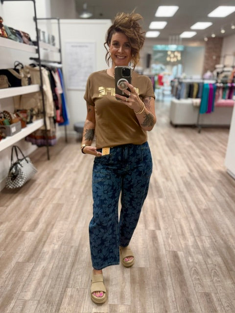 Sunny Slouchy Cropped Barrel in Floral Print