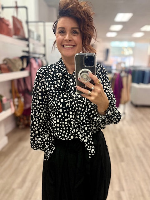 Dots Printed Blouse in Black