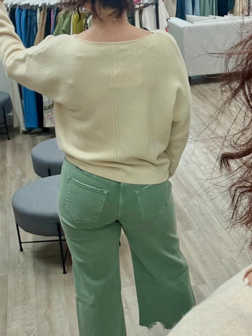 Savie Cropped Wide Leg Jeans in Olive