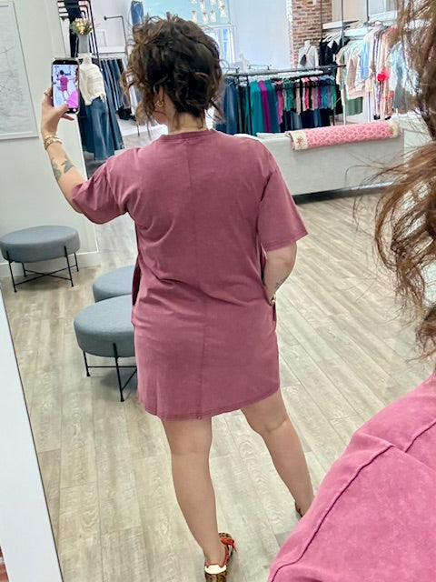 Smile Tee Dress in Mulberry