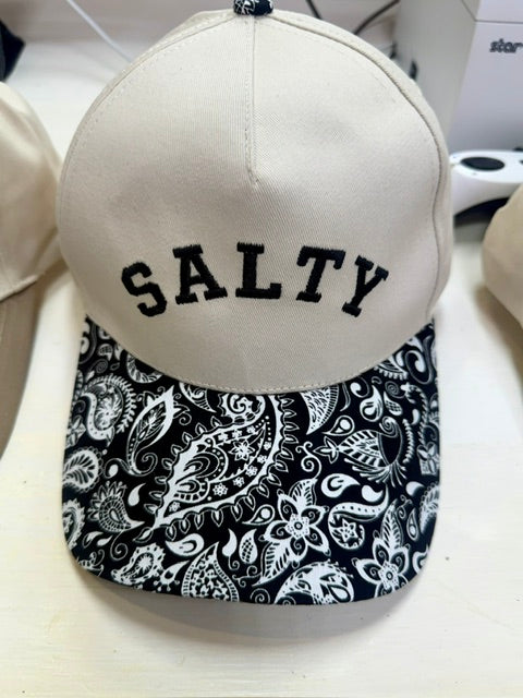 Salty Two-Tone Canvas Cotton Caps in Black, Leopard, Pink, Fuchsia, Beige, Floral, Zebra and Paisley