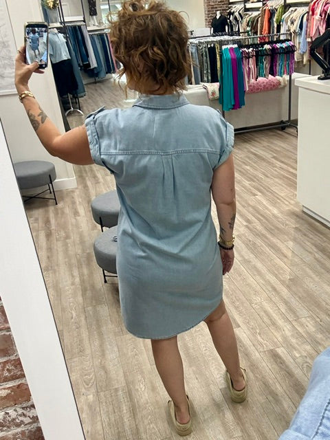 The Light & Free Shirt Dress in Light Denim