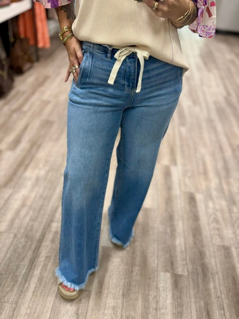 Risen High Rise Wide Leg Jeans in Light Colour