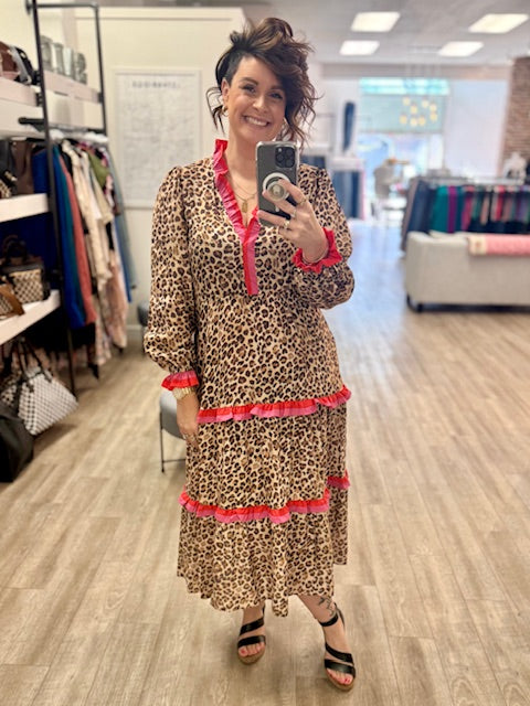 Pink Prairie Dress in Leopard