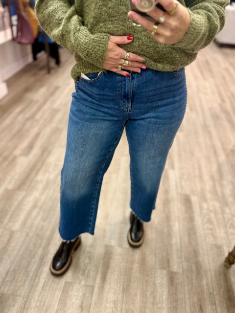 Mailene High Rise Crop Wide Leg in Dark