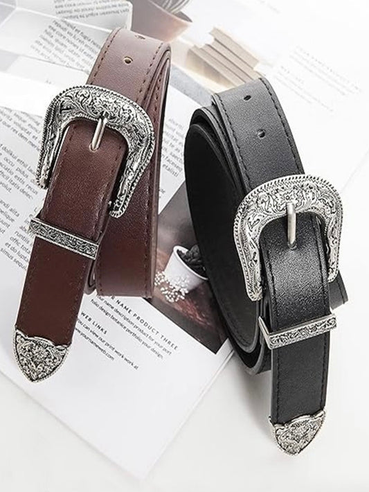 Western Buckle Belt in Brown and Black