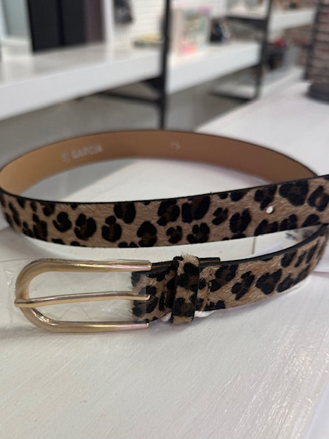 Animal Print Belt in Almond