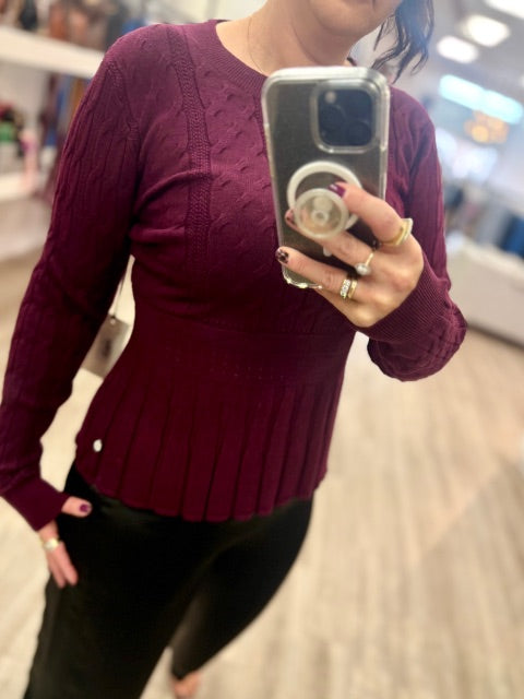 Wine And Whimsy Knit Sweater in Plum
