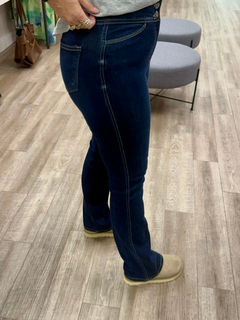 Kancan Seren High Rise Bootcut Jeans in Dark Colour
