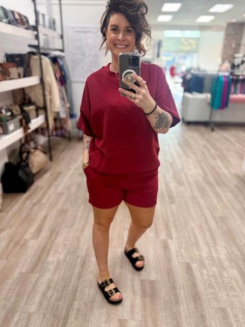 Tee and Short Set in Cabernet