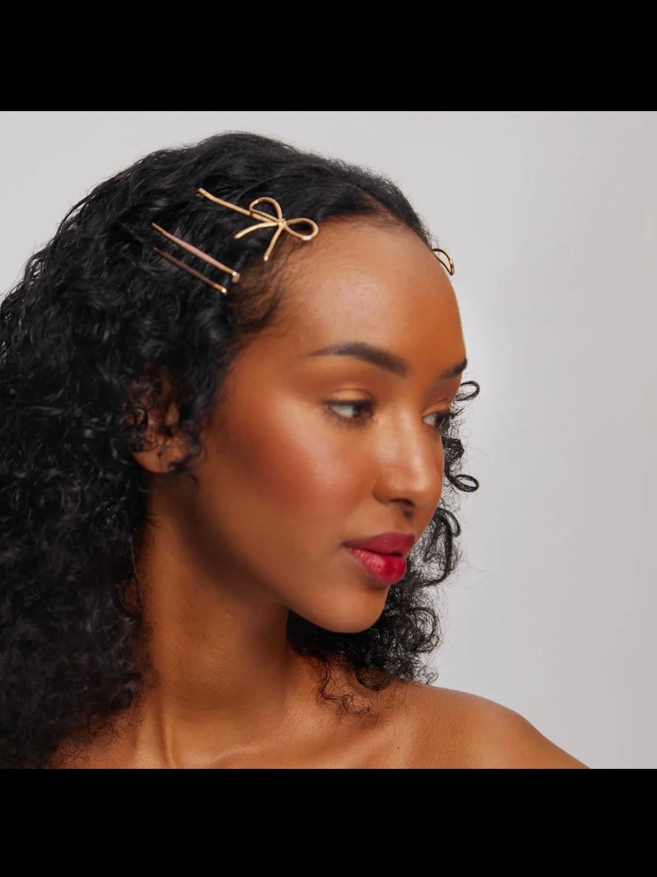 Kitsch Metal Enamel Cloud & Bow Bobby Pins 8pc Set in Rosewood