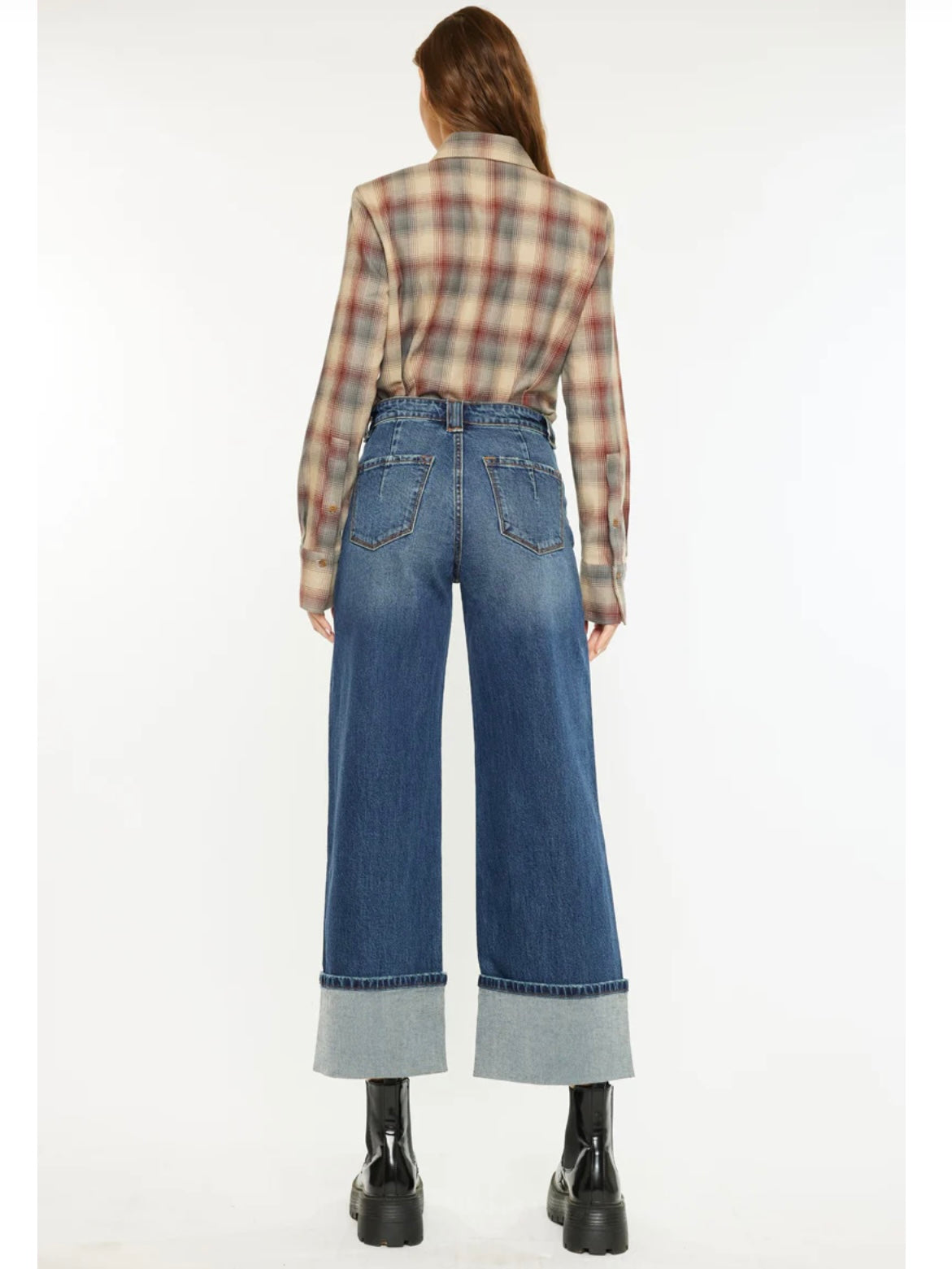 Beanie High Rise Ankle Wide Leg Jeans