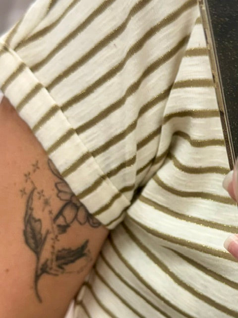 Subtle Sparkle Stripe Tee in Iced Coffee