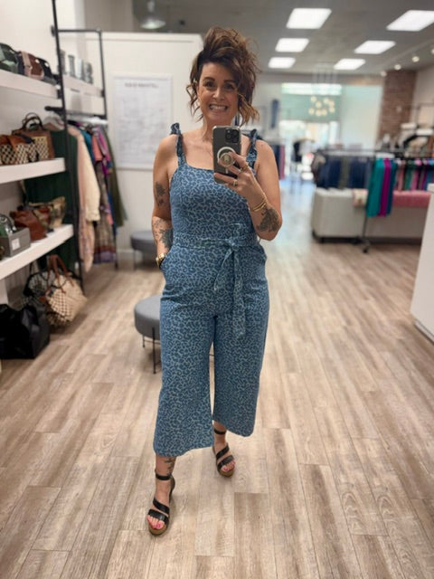 Blue Haven Jumpsuit in Leopard Denim