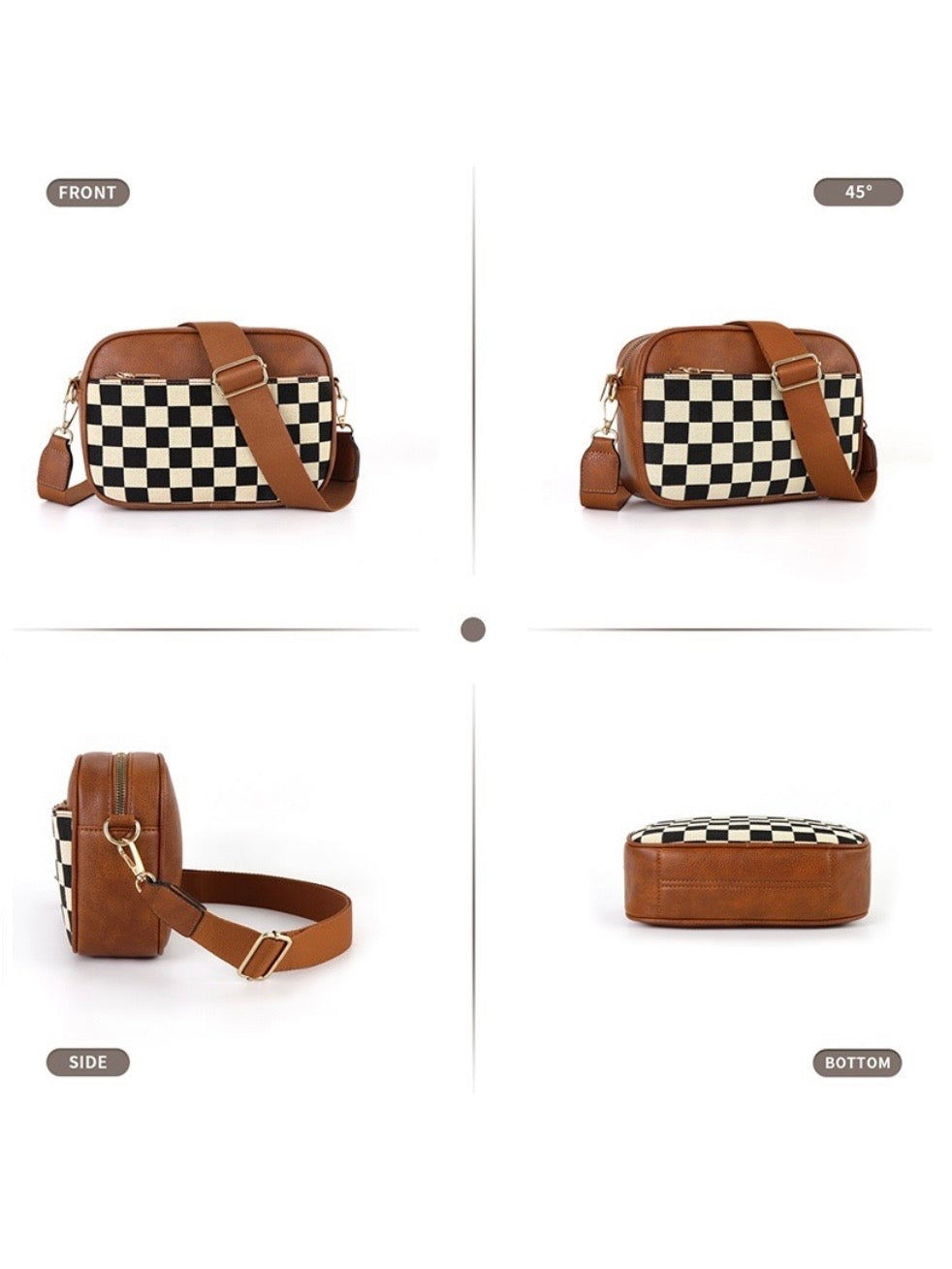 Checkered Crossbody Camera Bag