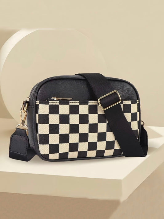 Checkered Crossbody Camera Bag