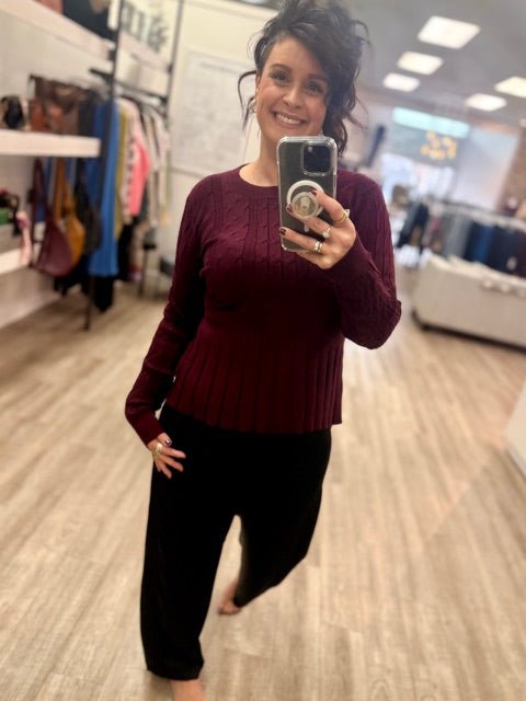 Wine And Whimsy Knit Sweater in Plum