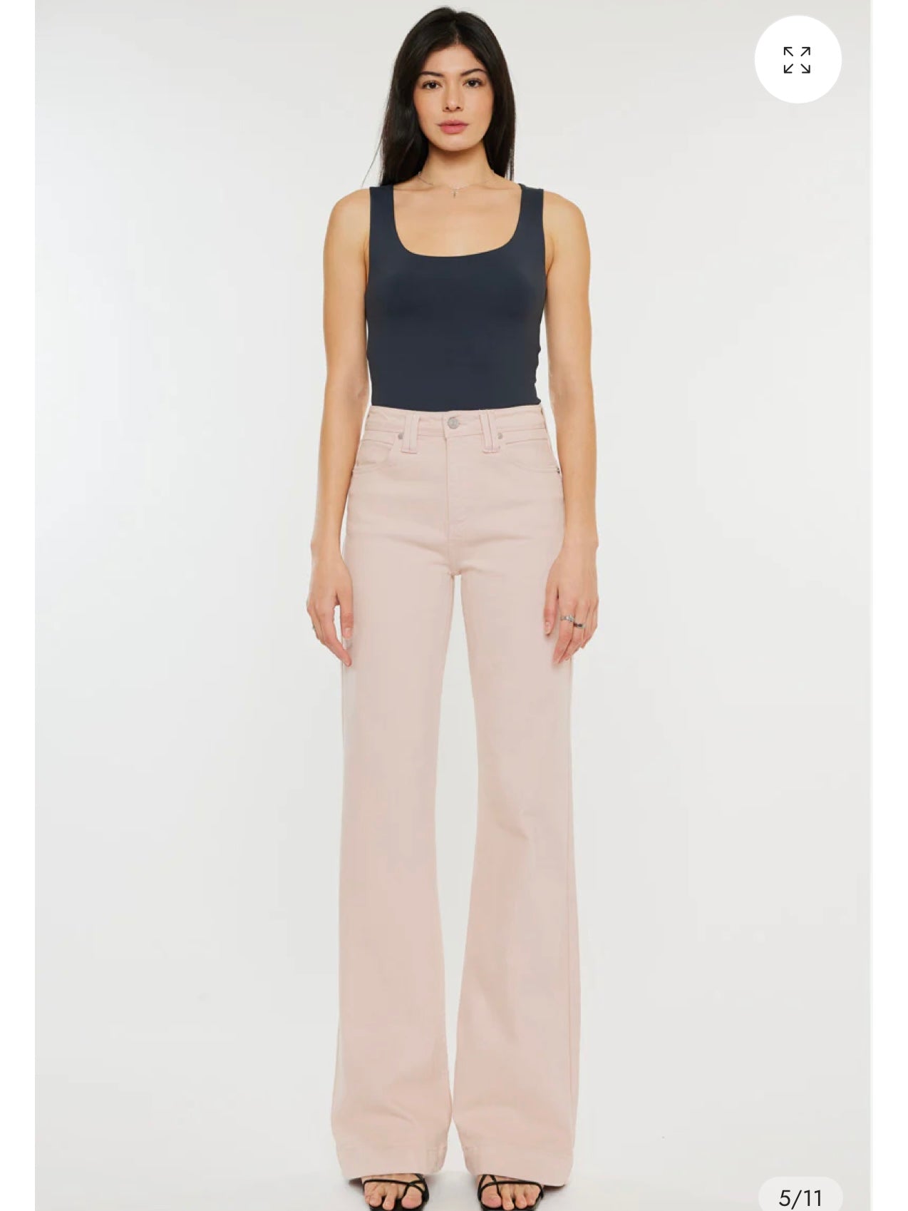 Kiera High Rise Wide Flare Jeans in Pink