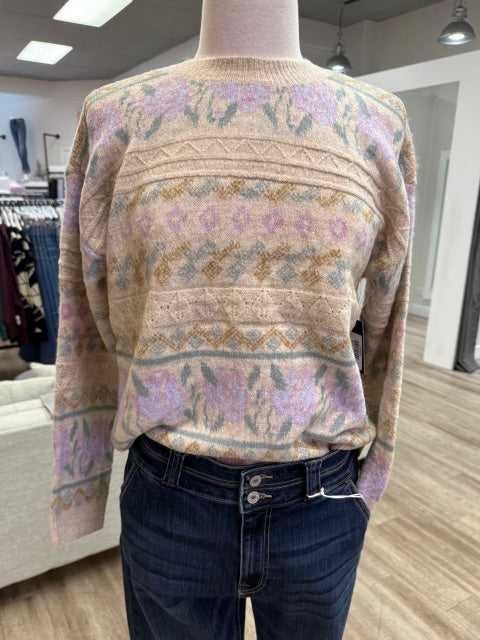 Lavender Meadow Knit Sweater in Oatmeal