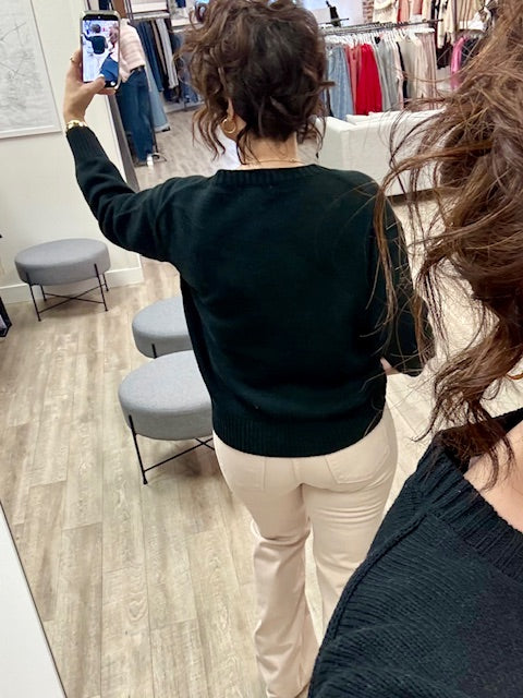 Midnight Heart Knit Sweater in Black/Cream