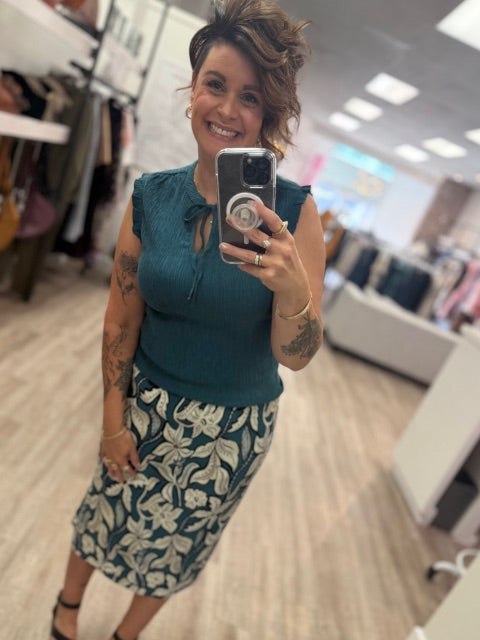 Ladies Flower Skirt in Blue Lagoon