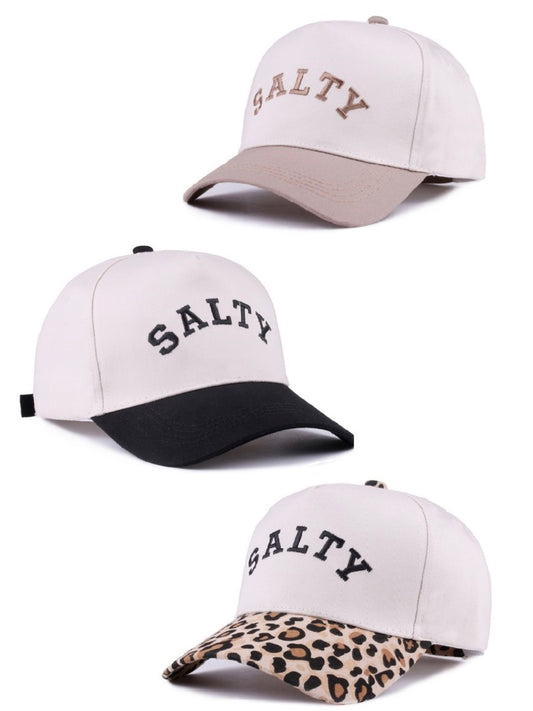 Salty Two-Tone Canvas Cotton Caps in Black, Beige and Leopard