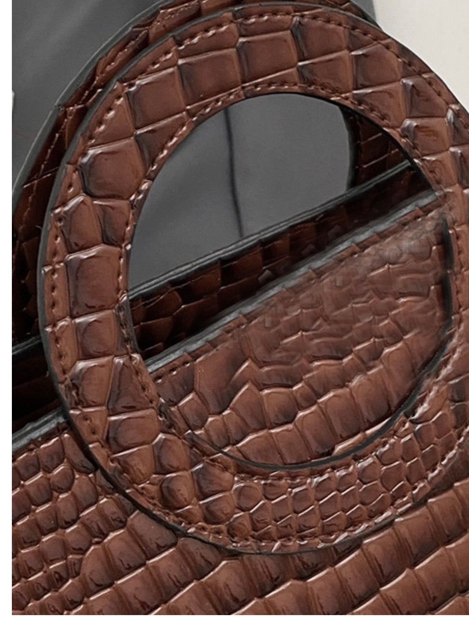 Crocodile Pattern Bag In Brown, Black, Red, and Green