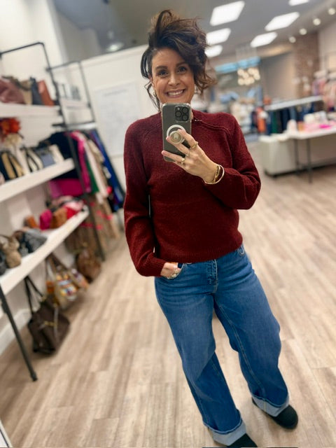 The Side Note Sweater in Merlot