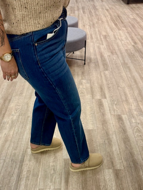 Kaas High Rise Belted Paper Bag Straight Leg Jeans