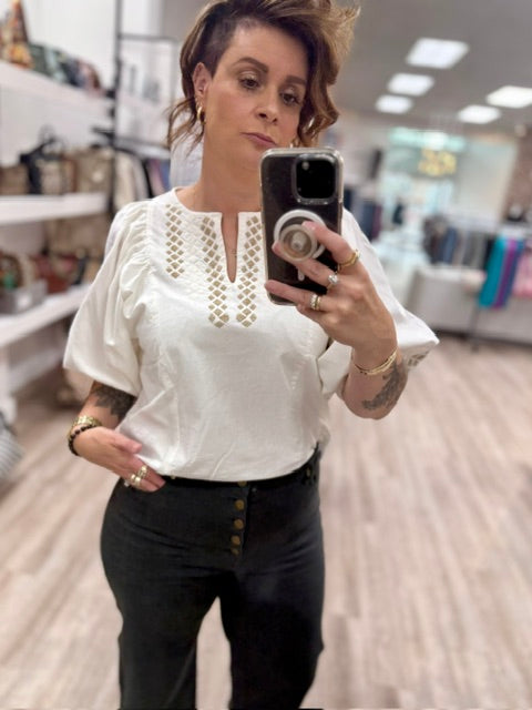 The Gold Leaf Tunic in Off White