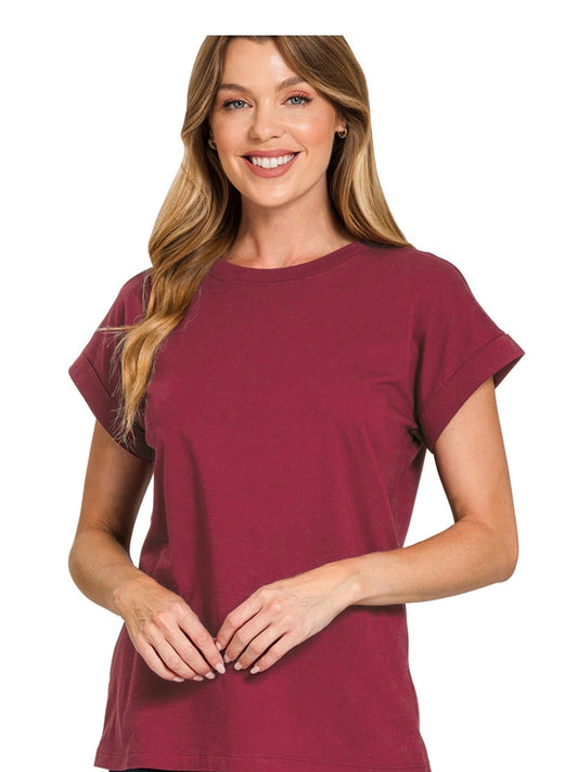 Rocky Rolled Up Sleeve in Cabernet