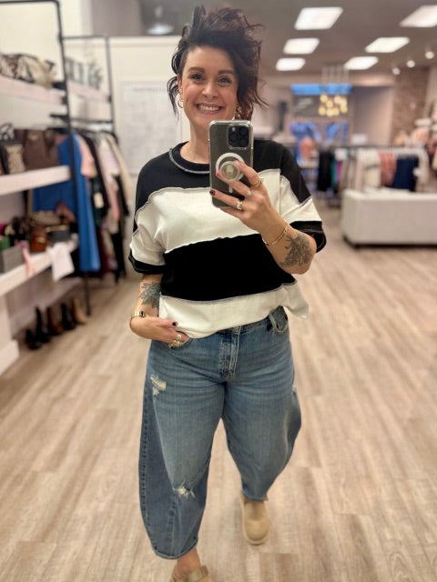 Colour Block Shirt in Black