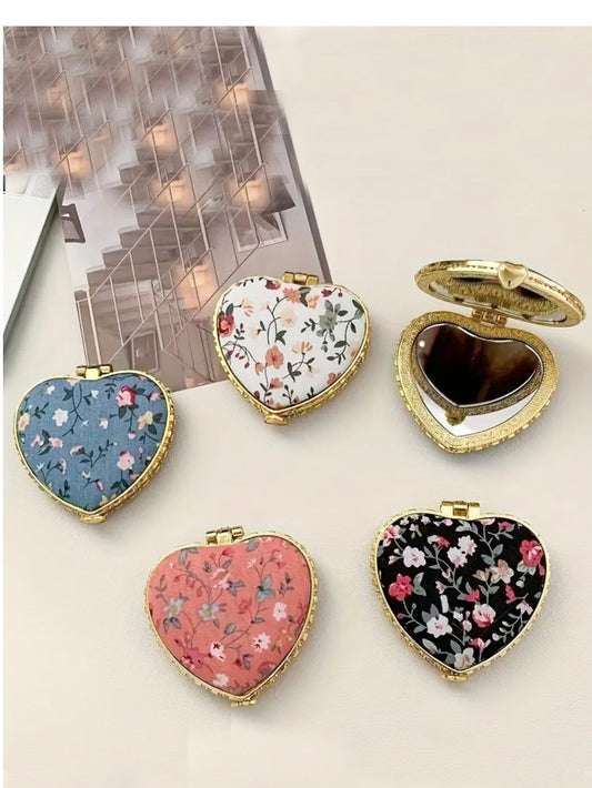 Heart Makeup Mirrors in Light Rose, Ivory, Black and Blue