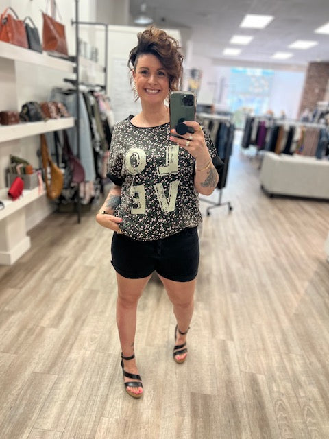 Cuffed Jean Shorts in Black