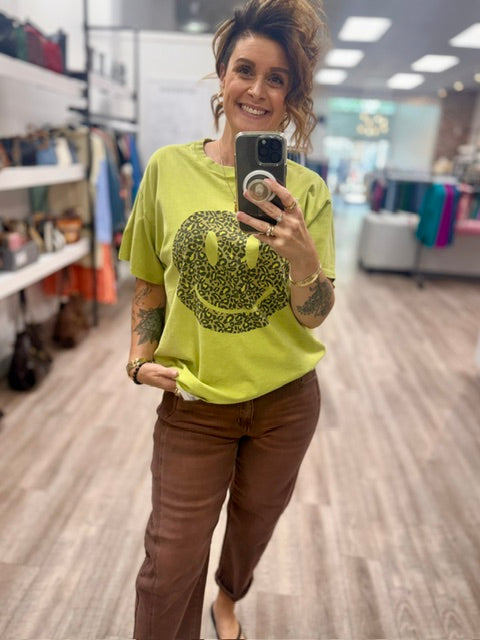 Smile Shirt Leopard Print in Matcha