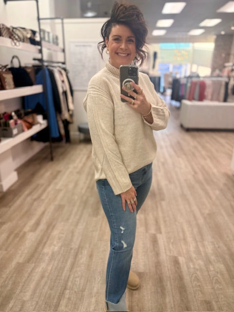 Latte Lounge Sweater Long Sleeve Mock Neck